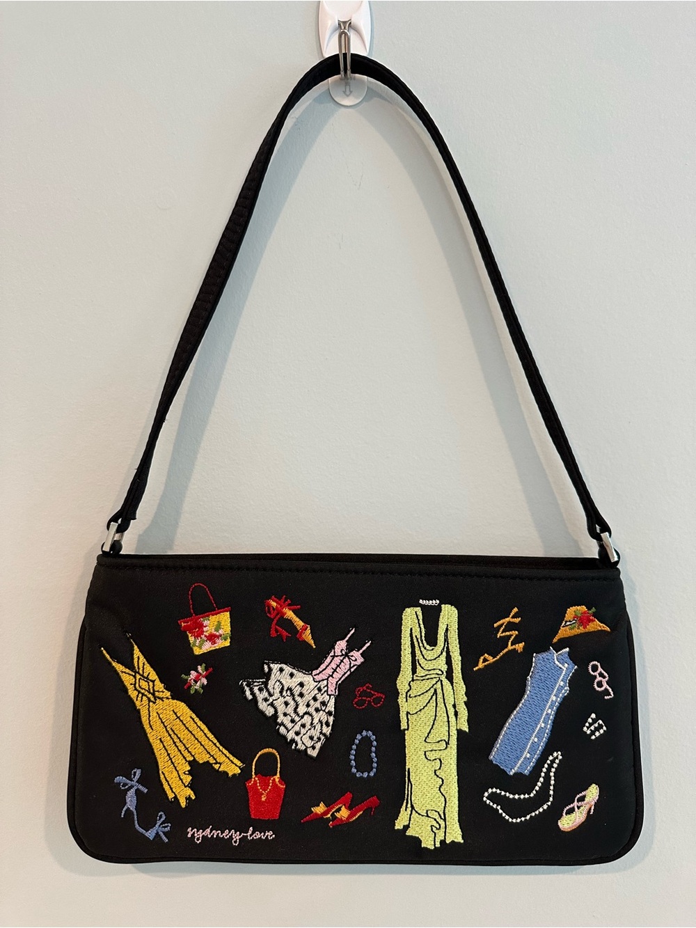 Vintage Sydney Love Y2K Embroidered Mini Baguette Shoulder Bag Purse